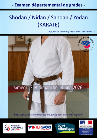 GRADES – Examen départemental des grades 1er au 4ème dan (KARATE)